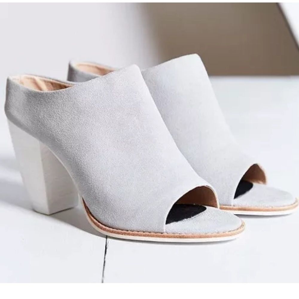 Sol Sana Liza Dove Grey Suede Peep Toe Heeled Mules Size 40